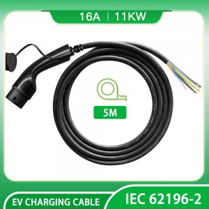 HENGYI 3PHASE 16A Type 2 Open End EV Charging Cable 5M