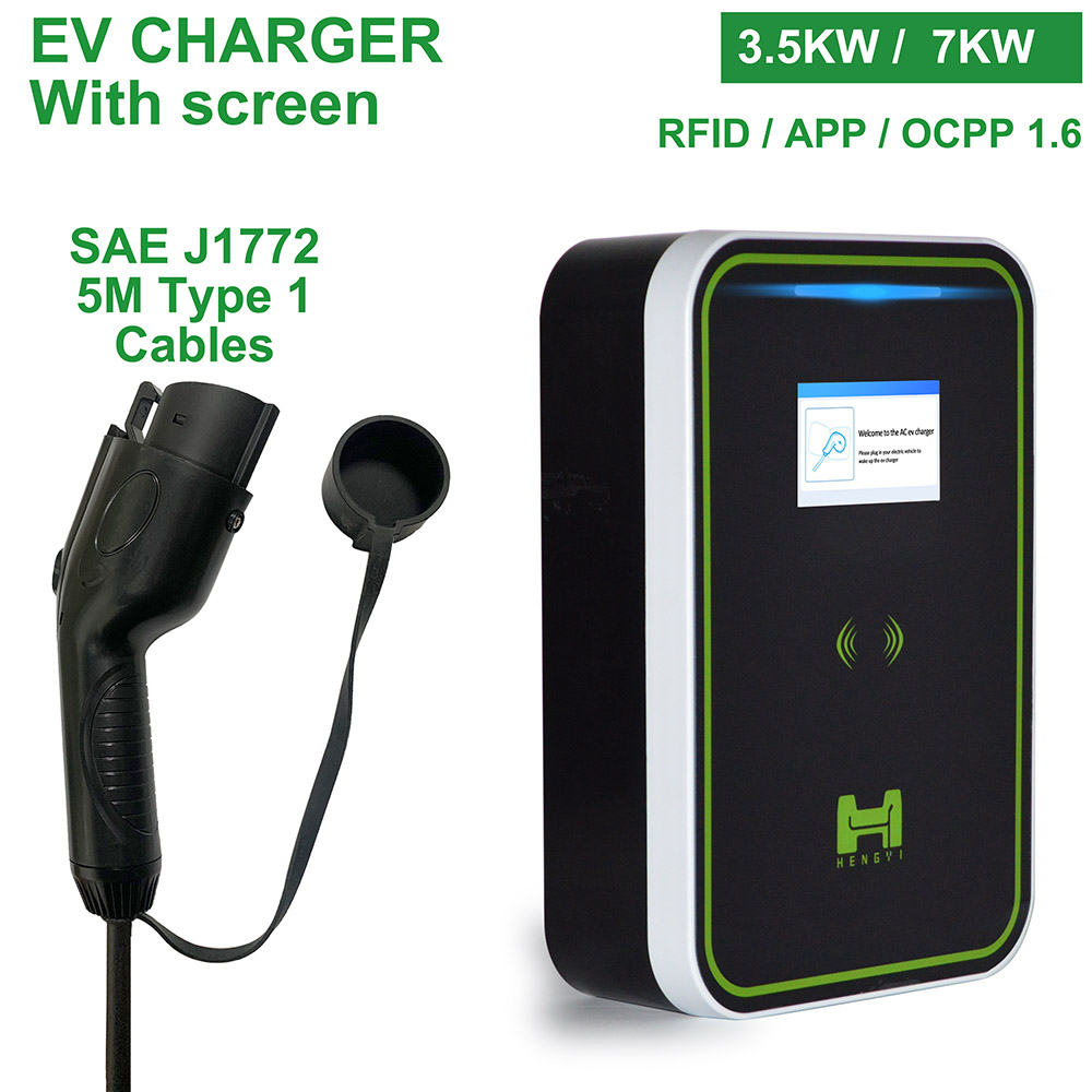 HENGYI – Station de recharge pour voiture électrique, chargeur EV, contrôle  via application Wifi, 32A EVSE, avec câble de type 1, 7kw, 1Phase, SEA J1772