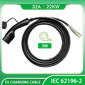 HENGYI 3PHASE 32A Type 2 Open End EV Charging Cable 5M