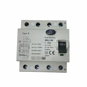 2P 4Pole 63A 500mA B ډول RCD 10KA ډول B RCCB د 22KW EV وال بکس لپاره