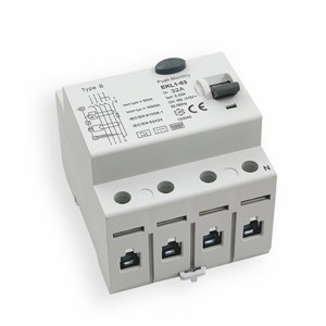 2P 4Pole 63A 500mA B Type RCD 10KA Type B RCCB pour 22KW EV Wallbox
