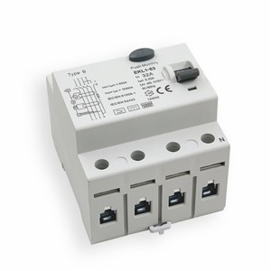 2P 4Pole 63A 500mA B Tipo RCD 10KA Tipo B RCCB per 22KW EV Wallbox