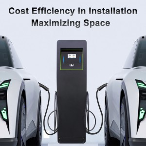 Commercial Level 2 Electrical Car Dual Charging Gun 14kw 1 Phase Wall Mount Ev Charger Station