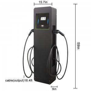 2x7KW Floor-mounted High Standard EV Fast Charge 14kw Dual Gun AC EV Charger Electric Vehicle Charging Station
