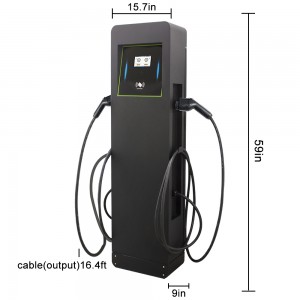 2x7KW Floor-mounted High Standard EV Fast Charging 14kw Dual Gun AC EV Charger Listrik Kendaraan Pengisian Stasiun