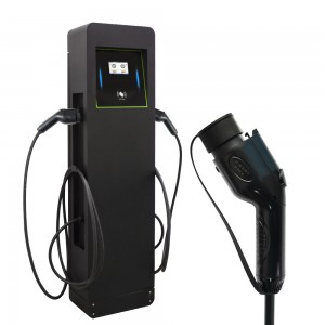 Stazione di ricarica per veicoli elettrici con caricabatteria CA EV a doppia pistola da 14 kW a carica rapida di alto livello montata a pavimento 2x7KW