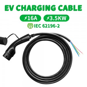 HENGYI 1PHASE 16A Type 2 Open End EV Charging Cable 5M