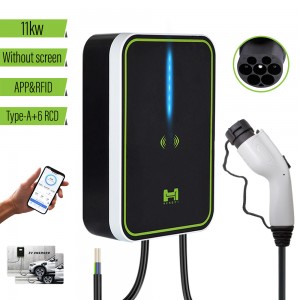 Stèisean cosgais HENGYI EV 16A charger càr carbaid dealain EVSE Wallbox Wallmount 11KW GB / T Cable APP Smachd RFID