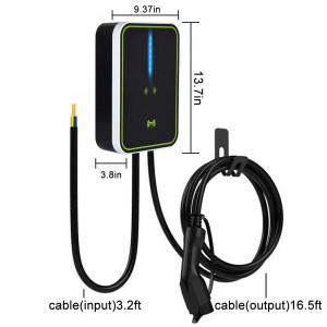 16A 3P 11KW EV Kuchaji Stesheni ya Sanduku la ukutani Aina2 IEC62196-2 Kawaida Yenye Programu RFID Toleo Chaja Cable 5m Kwa EV PHEV Hybrid Home