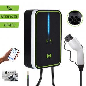 EVSE Wallbox gbt Cable 32A 7KW EV Car Charger 1 Phase Charging Station APP RFID Cards Control for Electric Vehicle