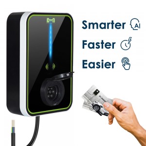 APP BlueTooth WIFI RFID A+6 කාන්දු ආරක්ෂණය 5M කේබල් වර්ගය 2 ආරෝපණ ස්ථානය AC 22KW Home EV චාජර්