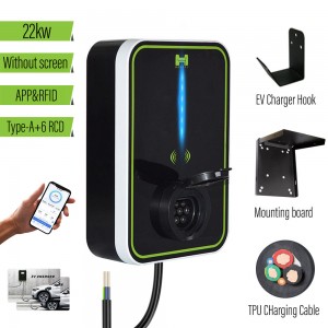 APP BlueTooth WIFI RFID A + 6 dìon aoidionachd 5M càball Seòrsa 2 Stèisean cosgais AC 22KW dachaigh EV Charger