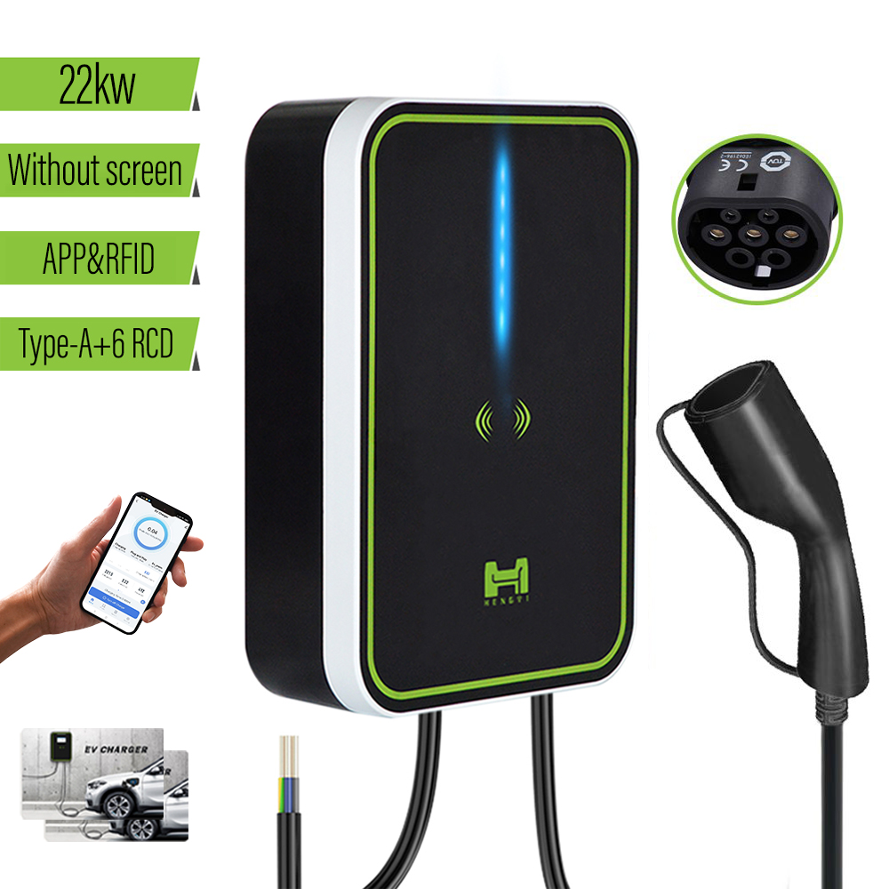 Home Electric Vehicle Charging Station EV Car Charger WallBox 3 Phase OEM Type 2 32A RFID APP 22KW EV Charger Featured Image