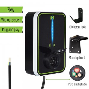 HENGYI EV Charger 32A Wallbox Stasiun Pengisian Kendaraan Listrik kanthi SOKET Tipe 2 7KW 1 Fase IEC 62196-2