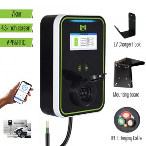 ኢቪ የኃይል መሙያ ጣቢያ EVSE 32A 13Phase 7KW Type2 Charger Wallbox Electric Vehicle Car Type 2 Socket with RFID APP WIFI