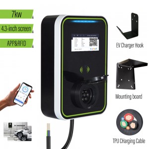 EV Charging Station EVSE 32A 13Phase 7KW Type2 Charger Wallbox Electric Vehicle Car Type 2 Socket With RFID APP WIFI