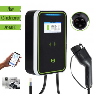 HENGYI wallbox 7kw type I J1772 cable 32A 7KW EV Charger Type1 RFID Card incurrentes Statio ad Electric Car cum APP imperium