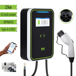 HENGYI 22KW RFID APP Contorl 32A 380V 5M Cable EV Charger for Home GB/T Station