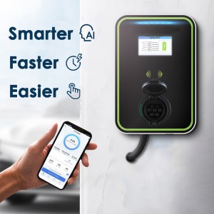 Stasiun Pengisian EV 32A 22KW 3 Phase EVSE Wallbox IEC62196 Type2 Pengisi Daya Mobil Kendaraan Listrik dengan Aplikasi Kartu RFID EV Pengisi Daya Rumah
