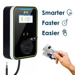Stasiun Pengisian EV 32A 22KW 3 Phase EVSE Wallbox IEC62196 Type2 Pengisi Daya Mobil Kendaraan Listrik dengan Aplikasi Kartu RFID EV Pengisi Daya Rumah