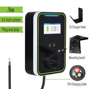 HENGYI EV Charger 32A EVSE Wallbox Stáisiún Muirearú Gluaisteán Feithicleach 220V Cineál 2 Soicéad 1 Céim 7KW IEC 62196-2