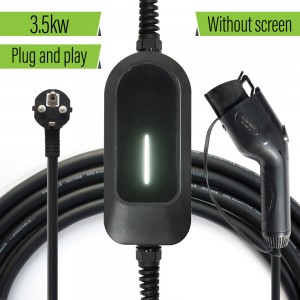 අතේ ගෙන යා හැකි EV Charger Type 2 16A 1 Phase 3.5kw EU Plug Switchable Current EV Charging Box Controller for Electric Car