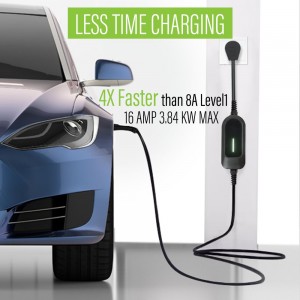 Portable EV Charger Type 2 Adjustable Current 16A Electric Vehicle Car Charger Single Phase 3.5kw EU Plug