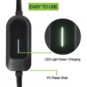 Portable EV Charger Type 2 Adjustable Current 16A Electric Vehiculum Car Charger Single Phase 3.5kw EU Plug