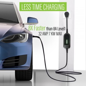Car Portable EV Charger လျှပ်စစ်ယာဉ်အမျိုးအစား 1 ပလပ် 32A 5m အဆင့် 2 EVSE Controlle Charging Stations များအတွက် Leaf