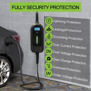 HENGYI ተንቀሳቃሽ EV Charger Type2 IEC62196-2 16A ቀይር 1P EVSE የኃይል መሙያ ገመድ EU Plug Controller Wallbox ለኤሌክትሪክ መኪና