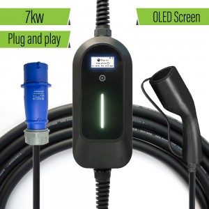 HENGYI Portable EV Charger Wallbox 32A Type2 Charging Cable Type2 Cord IEC61851 CEE plug Electric Car Charging Station