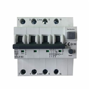 40A 63A Type A RCBO 4Pôle 30mA 50Hz B32 Disjoncteur MCB