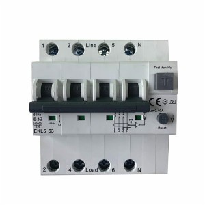 40A 63A Type A RCBO 4Pole 30mA 50Hz B32 MCB පරිපථ කඩනය