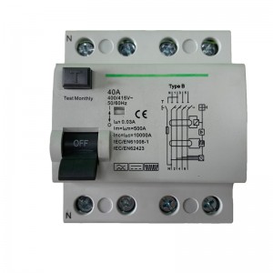 4P 63A 80A 30mA RCCB Interruttore automatico differenziale RCD