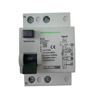 2P 40A 63A 80A TypeB RCCB 30mA DC 6mA Cineál B RCD le haghaidh Wallbox