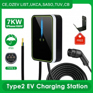 HENGYI EV Charger IEC62196-2 Plug Type2 Cable 32A Wallbox 7KW 1 Phase Charging Station for Electric Car