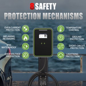 22kw AC EV Charger with 4.3 inch screen floor-mounted ground type electric vehicle charging station equipped OCPP 7KW 11KW 22KW