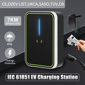 EV Charging Station EVSE 32A 13Phase 7KW Type2 Charger Wallbox Electric Vehicle Car Type 2 Socket With RFID APP WIFI