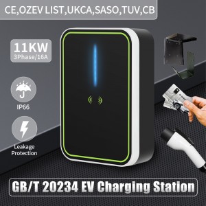 EVSE Wallbox Type2 Cable 16A 11KW EV Car Charger 11KW 3 Phase Charging Station for GB/T Electric Vehicle