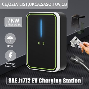 HENGYI EVSE Wallbox EV Charger Wall Type1 32A 7kw Single Phase Mount Charging Station APP RFID control