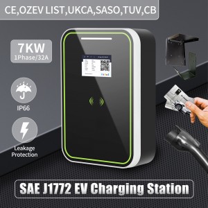 HENGYI wallbox 7kw type 1 J1772 Cable 32A 7KW EV Charger Type1 RFID Card Charging Station for Electric Car with APP control