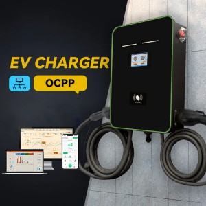 Commercial single phase electrical car dual charging gun 14kw 32a wall mount ev charger Type1