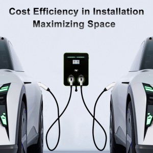 Smart dual gun 44kw wallbox wall mounted Type 2 IEC 62196 socket electric vehicle ac ev charger for commercial