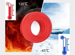 Aonta TUV Bataraidh Dearg Dubh DC 4MM2 PV Càball Cumhachd Solar Uèir airson Pannal Solar