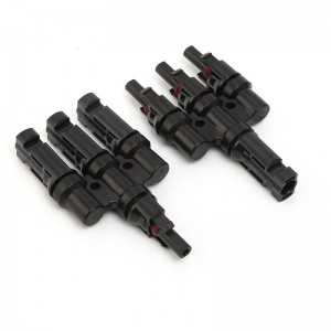 තත්ත්ව සහතිකය Black T ශාඛාව Solar PV සම්බන්ධක pv004-T3 pv cable connector for Solar pv system