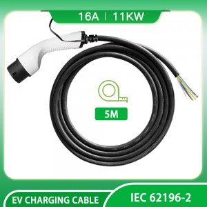 HENGYI 3PHASE 16A Type 2 Open End EV Charging Cable 5M