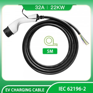 HENGYI 3PHASE 32A Type 2 Open End EV Charging Cable 5M