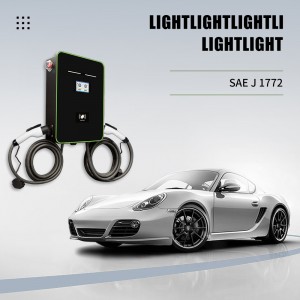 Commercial single phase electrical car dual charging gun 14kw 32a wall mount ev charger Type1