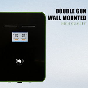 Smart dual gun 44kw wallbox wall mounted Type 2 IEC 62196 socket electric vehicle ac ev charger for commercial