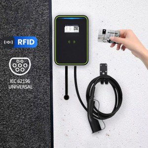 7KW 32A EVSE Wallbox Type2 Cable EV Car Charger Plug 1 Phase Charging Station for Electric Vehicle with Wifi APP Control RFID